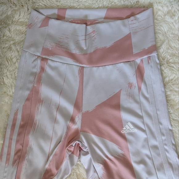 Adidas Aeroready Designed to Move Graphic High-Waist Leggings pink white small - Picture 7 of 16